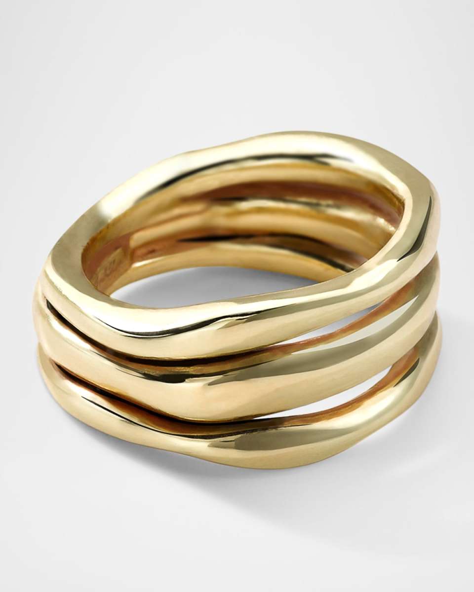 18K Yellow Gold Classico Triple-Band Squiggle Ring, Size